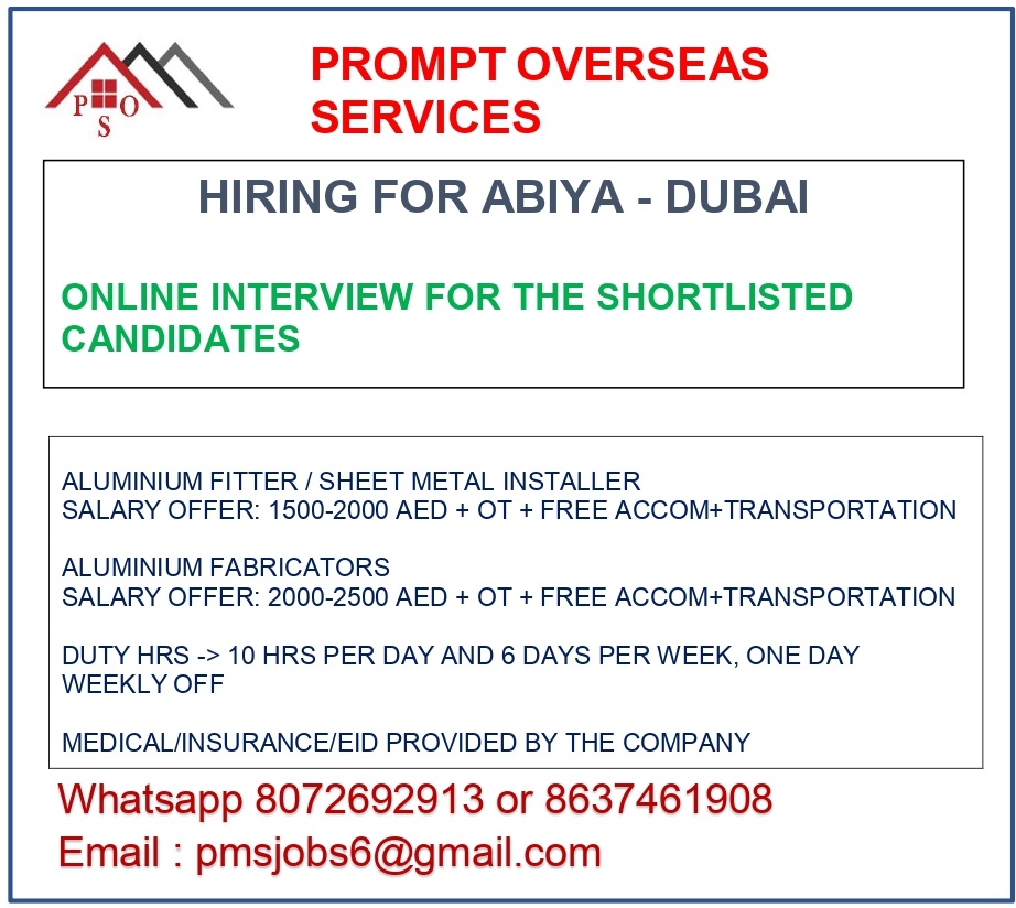 Hiring for Abiya - Dubai